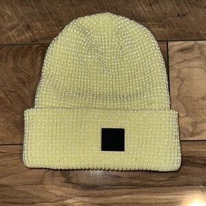 FP Movement by Free People Cream Knit Beanie with Black Patch